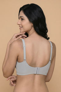 Zivame Padded Non Wired 3/4th Coverage Tshirt Bra - Grey Melange — thumbnail 2